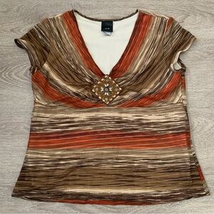 jtb Brown & Orange Embellished Top Size L